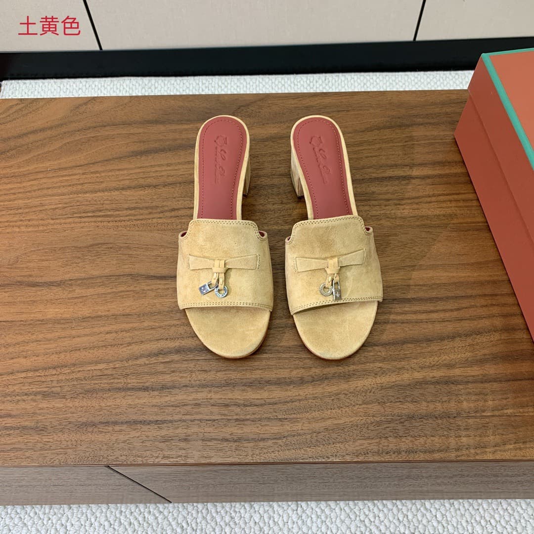 2026 Loro Piana Women Slippers High Heel 5cm