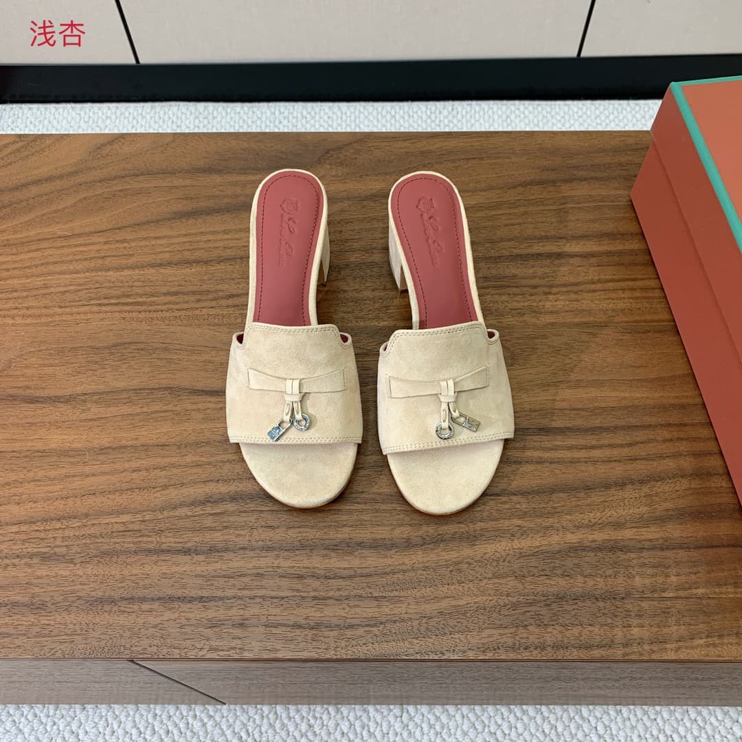 2026 Loro Piana Women Slippers High Heel 5cm