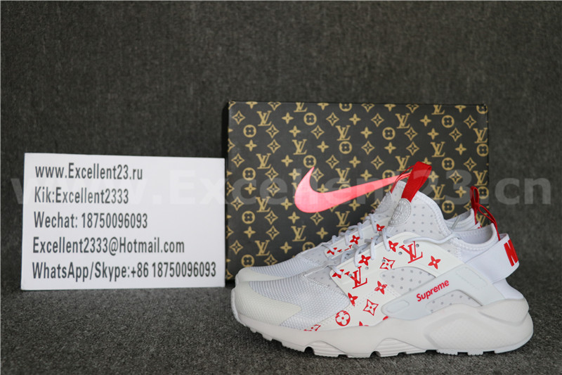 Supreme X LV X Nike Air Huarache Run Ultra White Red