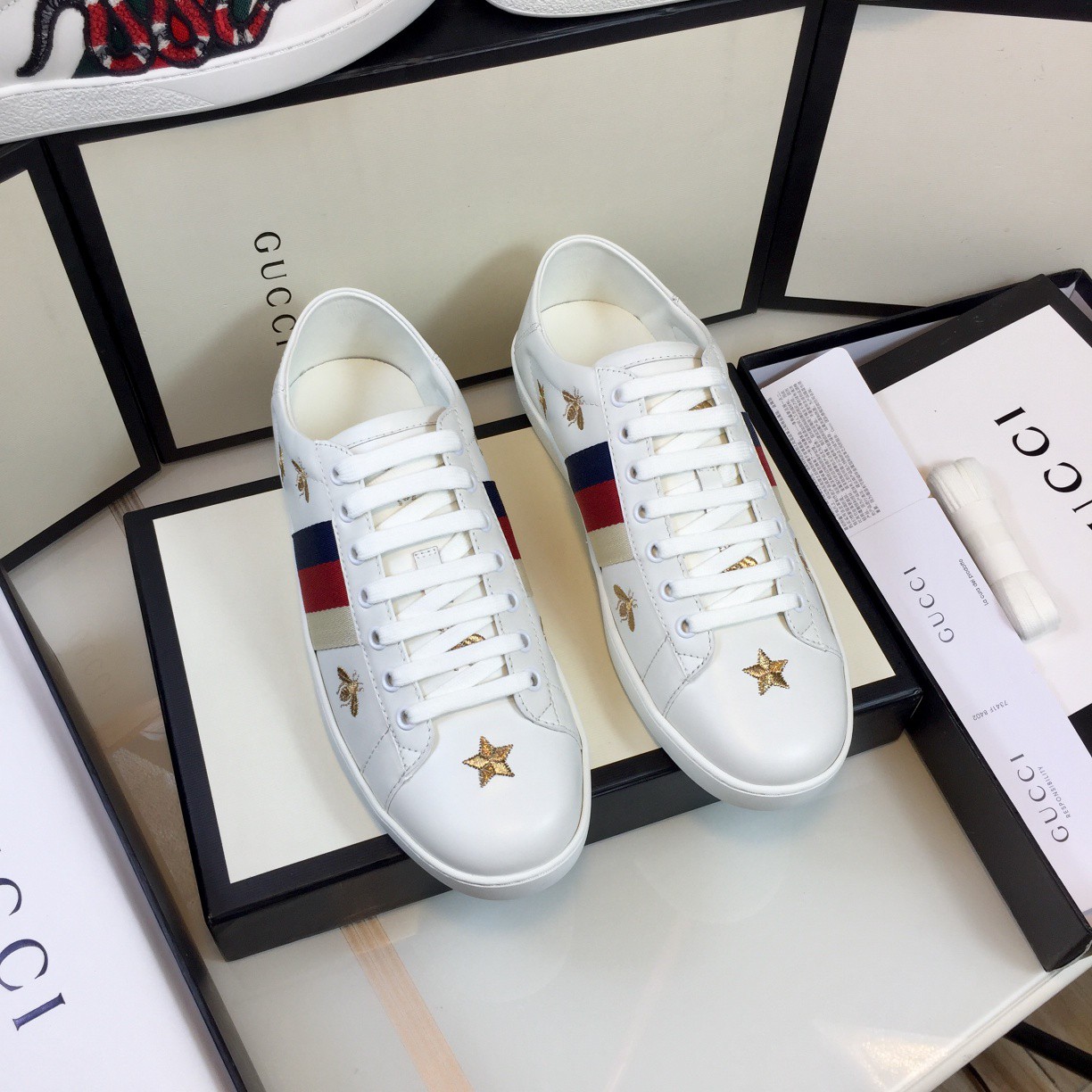 Gucci Ace Couple Shoes Heel High3cm