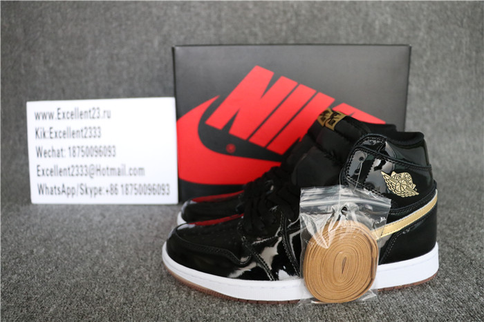 Authentic Nike Air Jordan 1 Retro Black And Metallic Gold