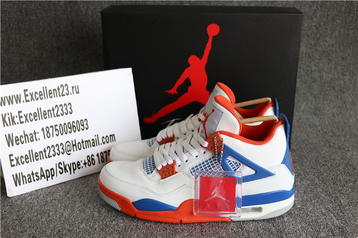 Authentic Nike Air Jordan 4 White Orange
