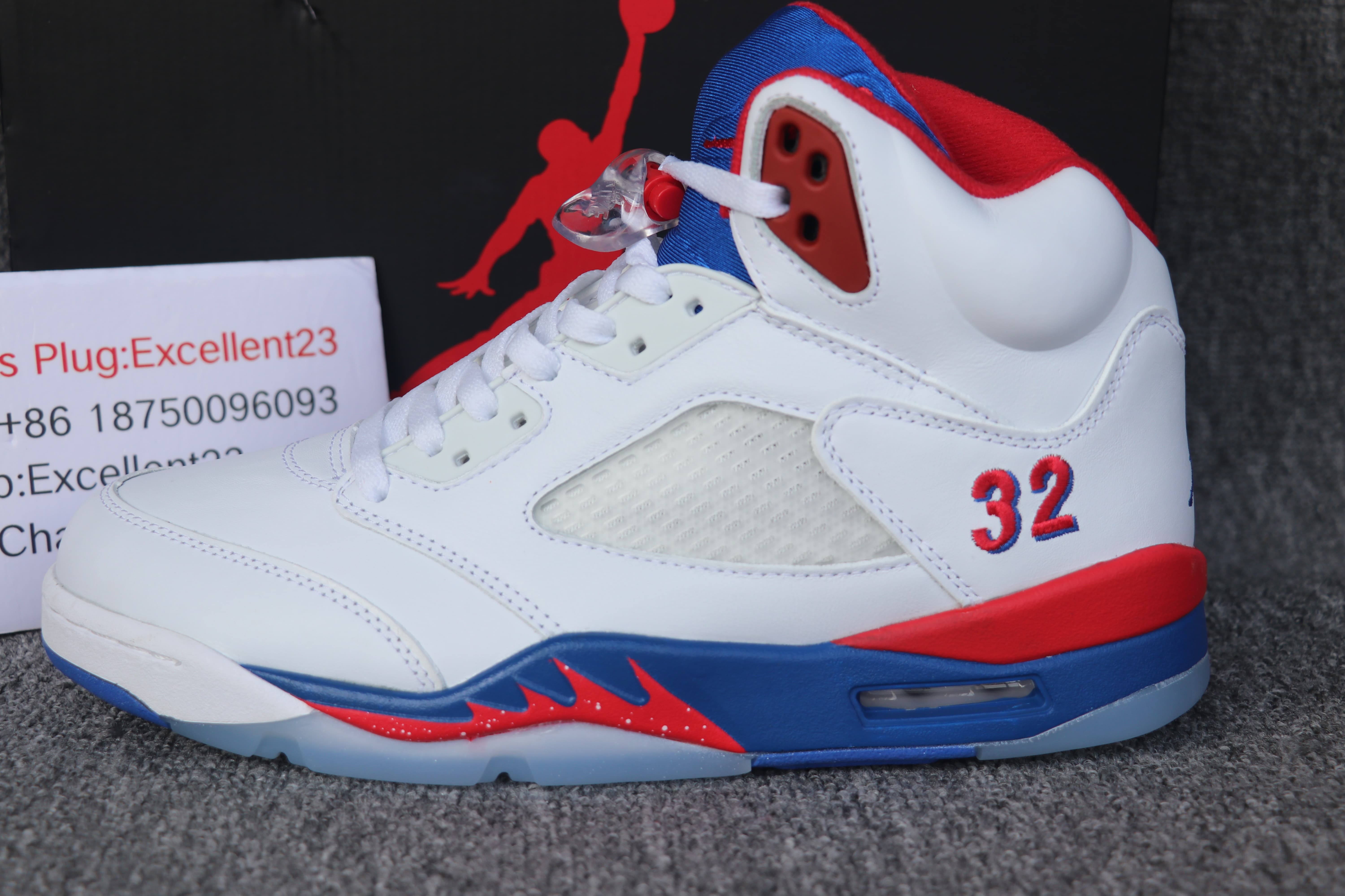 Air Jordan 5 White Blue Red
